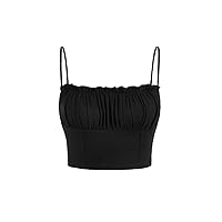 Women's Tops Women's Shirts Sexy Tops for Women Frill Trim Ruched Bust Cami Crop Top