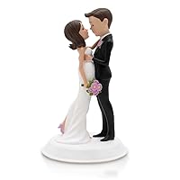 Wedding Cake Toppers Bride and Groom - 6 x 3.5 Inch Hand Painted Cake Decorations Mr and Mrs Figurines - Poly Resin Bride To Be Cake Topper - Ideal for Wedding, Anniversary, Table Centerpiece