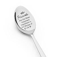 Friendship Gifts Spoon for Men Women Best Friend Coffee Tea Spoons for Bff Sisters Christmas Birthday Gift for Friend Bestie Engraved Ice Cream Spoon for Him Her