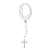 Plastic Rosary Beads Luminous Necklace Catholicism Prayer Religious Jewelry, White