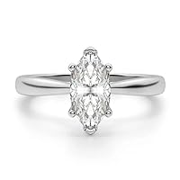 Marquise Cut 1 CT 14K White Gold Engagement Ring Colorless I True Light Moissanite, Rings Size 3-12