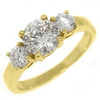 14k Yellow Gold Round Past Present Future 3 Stone Diamond Ring 1.81 Carats