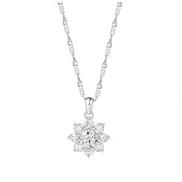 Women's 0.75ct Simulated Diamond Flower Shaped Pandant Necklace 18