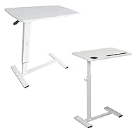 Overbed Table Hospital Bed Table,Over The Bed Table with Hidden Wheels,Medical Bedside Table Home Use-White