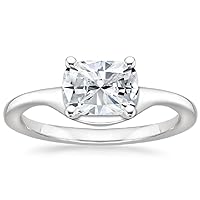 JEWELERYIUM 1 CT Cushion Cut Colorless Moissanite Engagement Ring, Wedding/Bridal Ring Set, Halo Style, Solid Sterling Silver, Anniversary Bridal Jewelry, Gorgeous Birthday Gifts for Wife