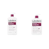 Lubriderm Advanced Therapy Fragrance Free Moisturizing Hand & Body Lotion + Pro-Ceramide, 32 fl. oz & 16 fl. oz Bundle for Itchy, Extra Dry Skin