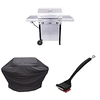 Char-Broil 463370719 Performance TRU-Infrared 3-Burner Cart Style Liquid Propane Grill & Performance Grill Cover, 3-4 Burner: Large & 8666894 SAFER Replaceable Head Nylon Bristle Grill Brush