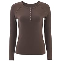 Women's Long Sleeve Henley T Shirt Essential Tops Tees