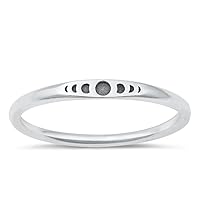 Beautiful Moon Cycle Phases Ring New .925 Cute Sterling Silver Band Sizes 4-10