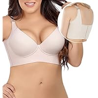 rosyclo Women Deep Cup Bra Hide Back Fat Bra with Shapewear Incorporated Full-Back Coverage Push Up Sports Bras
