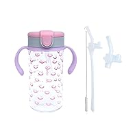 Evorie Tritan Toddler Sippy Cups 10 Oz Kids Water Bottle With Replacement Straw Bundle, Smiles