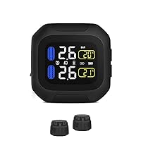 Motorcycle TPMS Wireless Tire Pressure Monitoring System for Motorcycles, Motorbike Tire Auto Alarm with 2 External Sensor, Real-time Monitoring of tire Pressure and Temperature While Riding