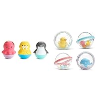 Munchkin Bath Toys Bundle - Bobbers with Dolphin/Walrus/Octopus and Float & Play Bubbles 4 Count