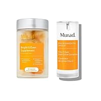 Murad Brightening Supplement Bundle, Bright & Even Supplement – with Pure Pomegranate Extract – 30-day Supply and Vita C Eyes Dark Circle Corrector – with Vitamin C - 0.5 Fl Oz