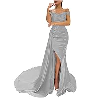 Women's One Shoulder Satin Mermaid Prom Dress Sweetheart Backless Evening Dress