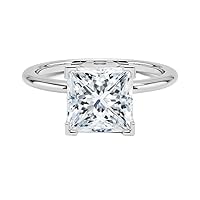 Kiara Gems 1.80 Carat Princess Diamond Moissanite Engagement Ring Wedding Ring Eternity Band Vintage Solitaire Halo Hidden Prong Setting Silver Jewelry Anniversary Promise Rings Gift