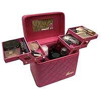 Leather 2 Sided Open Cosmetic Vanity Box with only Makeup Box Mirror (Pink)