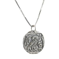 Ancient Greek Coin Necklace with Athenas Owl in Sterling Silver on a 20