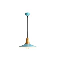 Modern Metal Ceiling Lamp with Wooden Top, Colorful, for Restaurant, Chandelier, for Dining Room, Kitchen, Cafe, Bar, Living Room, Base E27 Flush Mount Light (Color : Green)