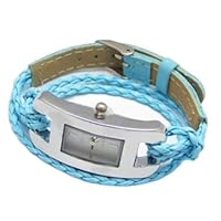 Handmade Leather Bracelet Watch- Blue