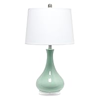 LT3312-AQU Ceramic Genie Tear Drop Shaped Glossy Table Lamp, Aqua