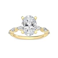 1-5 Carat (ctw) White Gold Oval,Marquise Cut LAB GROWN Diamond Side Stone Engagement Ring (Color E-F Clarity VS2-SI1)