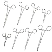 SURGICAL ONLINE Ultimate Hemostat Set - Stainless Steel, Easy to Clean, Three Locking Positions, Serrated Jaws, and High Grip, 8 Pcs