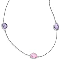 Sterling Silver Rhodium-plated Purple/Pink Ice CZ 9-Station Necklace