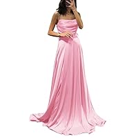 Satin Bridesmaid Dresses Long with Sash Crystal Shoulder Strap High Slit Prom Dresses Evening Gowns for Wedding Guest