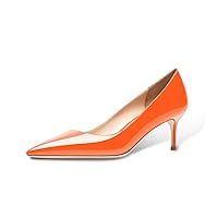 Women's Patent Leather Low Heel Slip On Pointed Toe Stiletto Pumps 1.5/2.5 Inch Kitten Heel Office Party Dress Shoes