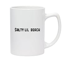 Salty Lil' Beach - 14oz White Ceramic Statesman Coffee Mug, White