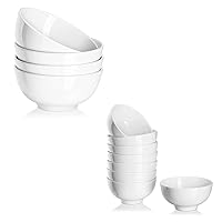 DOWAN 10 Ounce Small Bowl, Porcelain Dip Bowls, Portion Control, Sturdy & Stackable, Microwave & Dishwasher Safe, Bowls for Side Dishes, Ice Cream, Dessert, Rice, 4.5 Inches, Set of 8, White