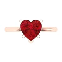2.05 ct Heart Cut Solitaire Genuine Pink Tourmaline 5-Prong Stunning Classic Statement Designer Ring 14k Rose Gold for Women