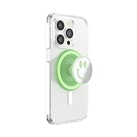 PopSockets Phone Grip with Expanding Kickstand, Compatible with MagSafe, Adapter Ring for MagSafe Included, Wireless Charging Compatible - Matcha Dew Happy Reflex