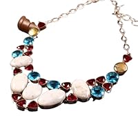 925 Sterling Silver Moonstone & Rubellite Gemstone Wedding Necklace Gift Jewelry