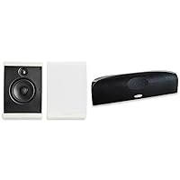 Polk Audio OWM3 Wall and Bookshelf Speakers | The Most High-Performance Versatile Loudspeaker | Paintable Grilles (Pair, White) & Blackstone TL1 Speaker Center Channel with Time Lens Technology