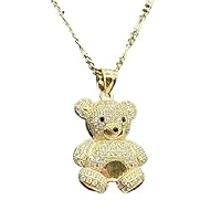 1.50 CT Round Cut D/VVS1 Diamond Unisex Teddy Bear Pendant Charm 14K Yellow Gold Over Sterling Silver for Festival Day