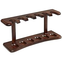 Wood Pipe Stand for 6 Bent or Straight Pipes in Wooden Walnut or Oak Finish (Walnut)