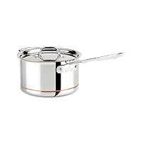 All-Clad Copper Core 5-Ply Stainless Steel Sauce Pan 4 Quart Induction Oven Broiler Safe 600F Pots and Pans, Cookware Silver