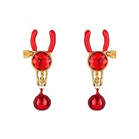 Red Crystal Nipple Clip Clamps Bell Pendant, Adjustable Weight Metal Nipple Clamps for Men Women, Non-Piercing Metal Stimulator Nipple Clips Adult Toys K191