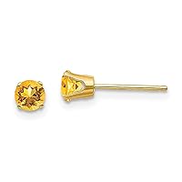 14K Solid Gold Gemstone Stud Earrings - Statement Birthstone Earrings - Everyday Classic Simple Round Post Push Back Earrings