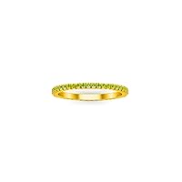 1.50 Ctw Round Cut Lab Created Green Peridot Full Eternity Engagement Wedding Band Ring For Womens & Girls 14K Yellow Gold Plated
