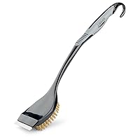 Libman Commercial 529 Long Handle Grill Brush with Scraper, Brass Fibers, 18
