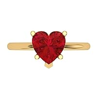 2.05 ct Heart Cut Solitaire Genuine Pink Tourmaline 5-Prong Stunning Classic Statement Ring 14k Yellow Gold for Women