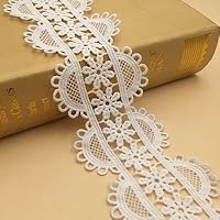 Selcraft Milk Silk Embroidery Lace Barcode Bilateral Hollow Lace Embroidery Lace DIY Clothing Accessories - 1 Yard Trim Lace for Sewing Wedding Dress 2482