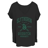 Harry Potter Women's Deathly Hallows Slytherin Quidditch Seeker Junior's Plus Short Sleeve Tee Shirt