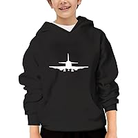 Unisex Youth Hooded Sweatshirt Flight Airplane Silhouettes Cute Kids Hoodies Pullover for Teens