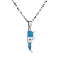 Stainless Steel Argentina Map Flag Pendant Necklaces For Men Women Gold Color Charm Argentine Maps Jewelry