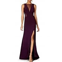 Morgan & Co. Womens Juniors Illusion Mesh Inset Evening Dress Purple 7/8