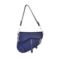 Women Saddle Shoulder Bag Trendy PU Leather Satchel Bag Underarm Handbag Crossbody Bag